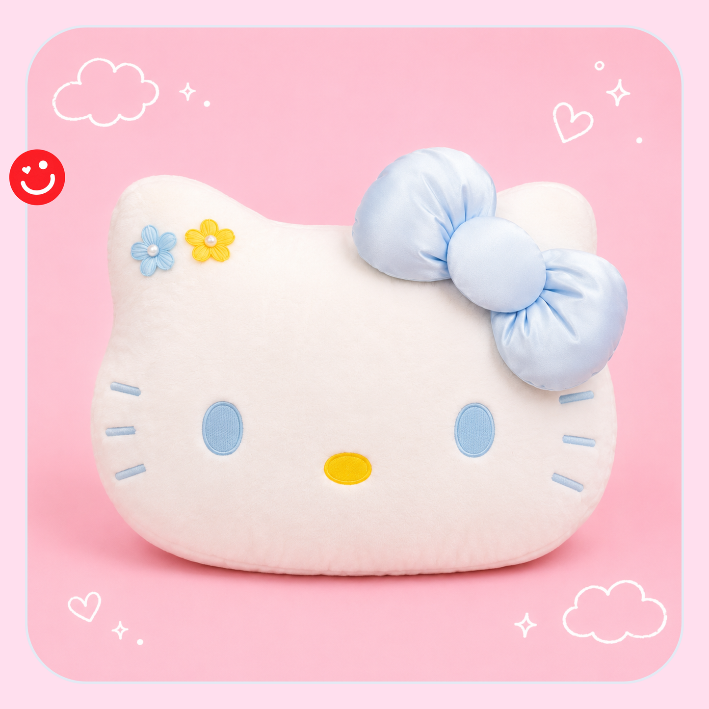 H.K. Blue Bow Plush Pillow