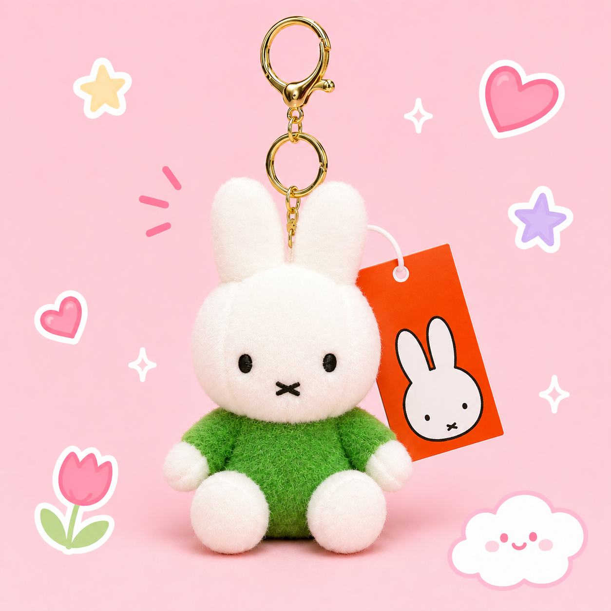 Miffy Plush Keychain – Green Outfit