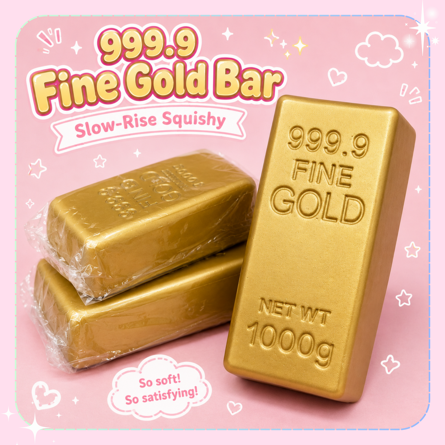 999.9 Fine Gold Bar Slow-Rise Squishy