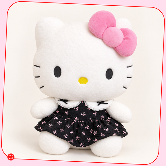 Sanrio Hello Kitty Pink Bow Black Dress Large Plush