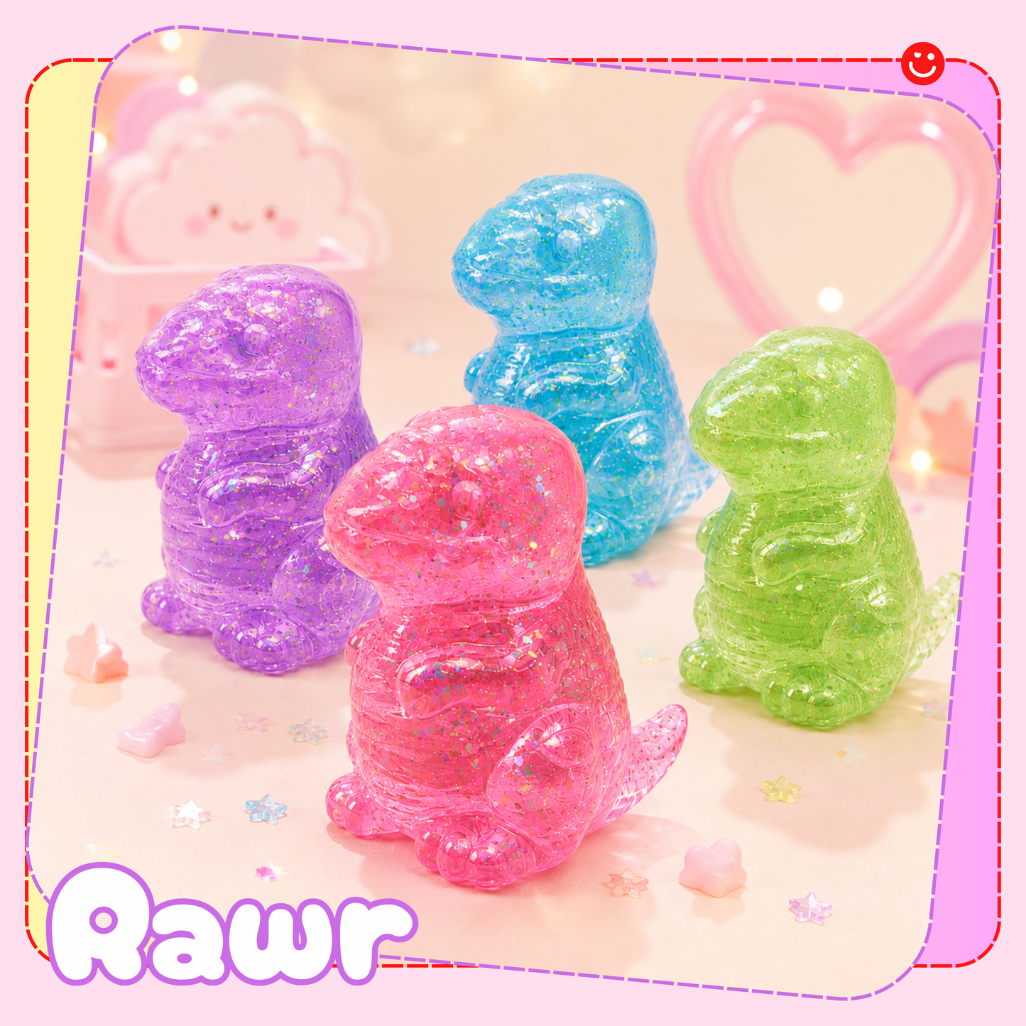 Rawr! Glitter Dino Squishy