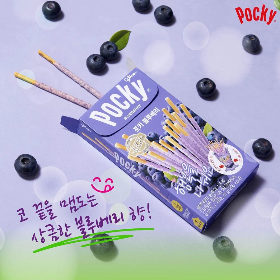Pocky Korea Blueberry Chocolate Biscuit Sticks  1.45 oz