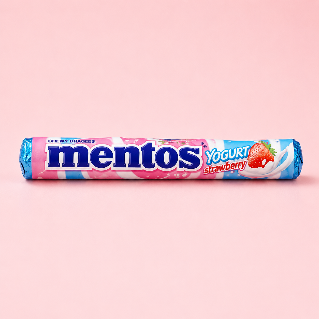 Mentos Yogurt Strawberry Chewy Candy Roll Import