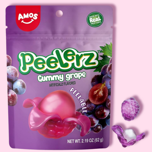 Amos Peelable Gummy Grape, Peelerz Gummy Grape Peeling Candy,Resealable 2.19oz Bag