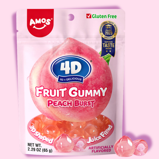 Amos 4D Fruit Gummy - Peach Burst Juice Filled