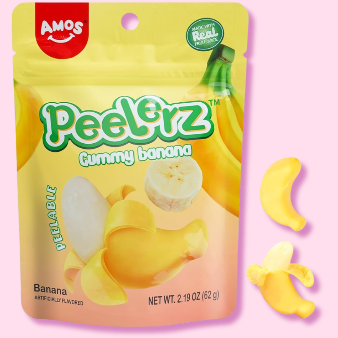 Amos Peelable Banana Gummies Resealable 2.19oz Bag