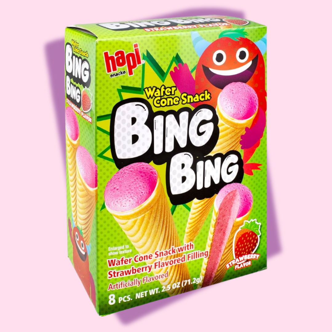 Hapi Bing Bing Cone Snack with Strawberry Flavored Filling