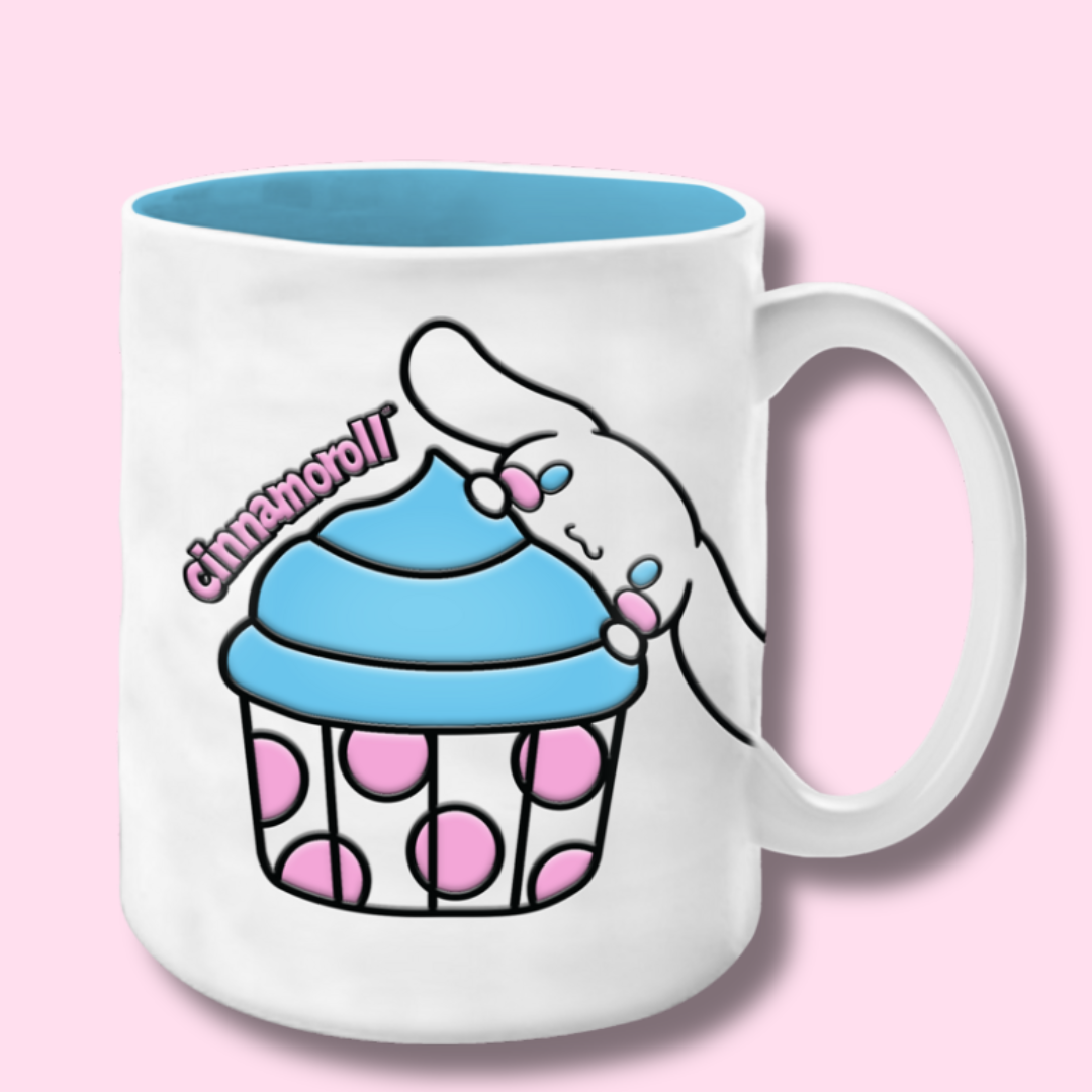 Sanrio Cinnamoroll Cupcake Name Wax Resist 17oz Ceramic Pottery Mug