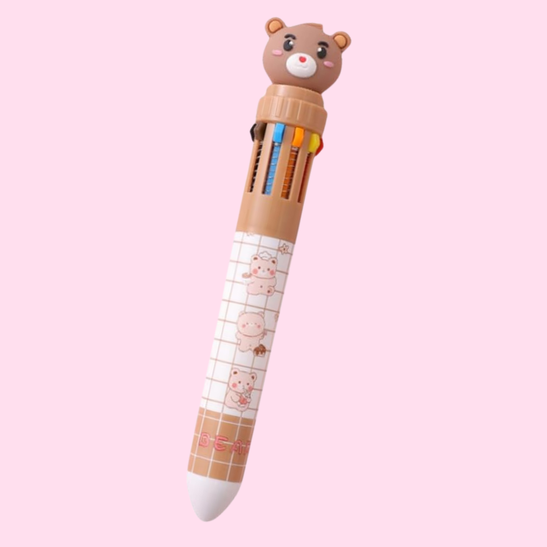 Kawaii Teddy Bear 10-in-1 Multicolor Pen