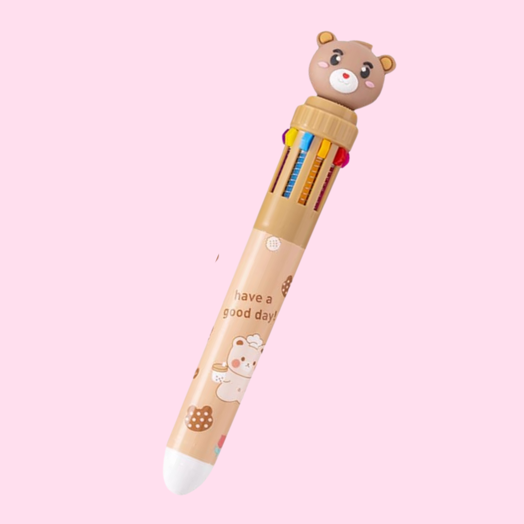 Kawaii Teddy Bear 10-in-1 Multicolor Pen