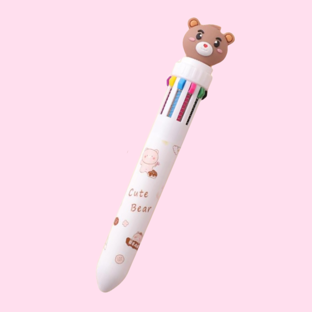 Kawaii Teddy Bear 10-in-1 Multicolor Pen