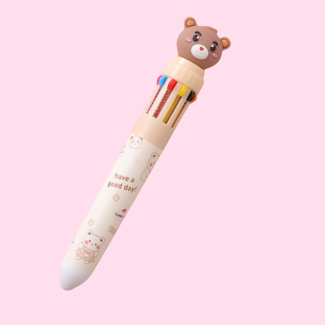 Kawaii Teddy Bear 10-in-1 Multicolor Pen