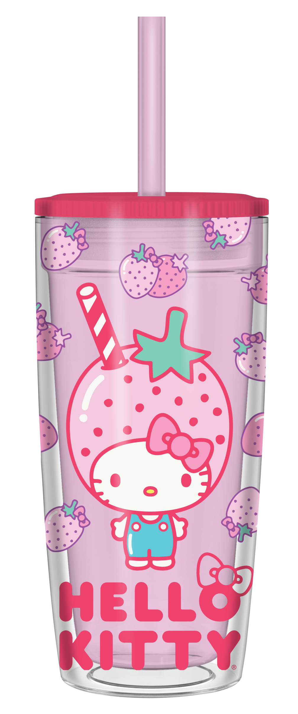 Hello Kitty Strawberry 20oz Spill Resistant Plastic Tumbler