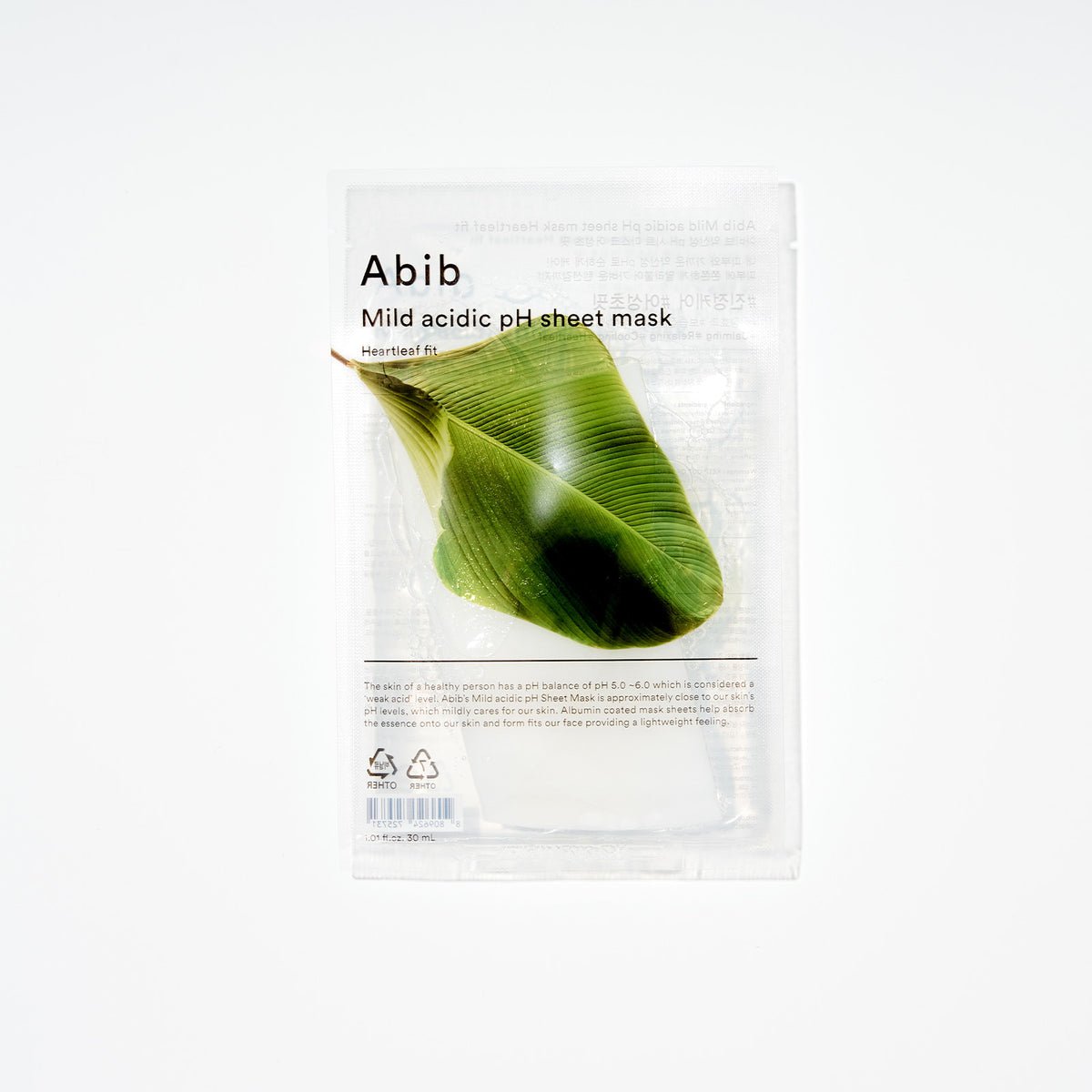 Abib Mild acidic pH sheet mask Heartleaf fit - OVERRATED
