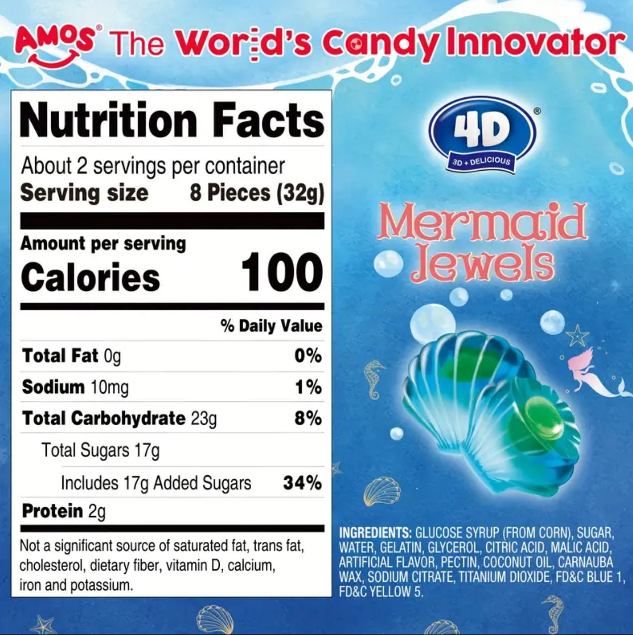 Amos Mermaid Jewels 4D Fruit Filled Gummies - OVERRATED