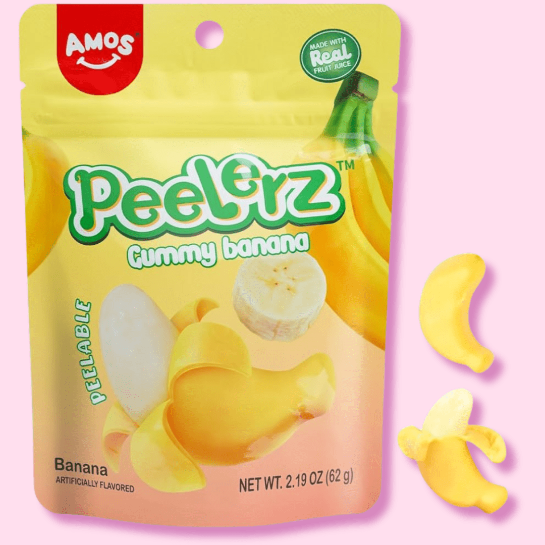 Amos Peelable Banana Gummies Resealable 2.19oz Bag - OVERRATED