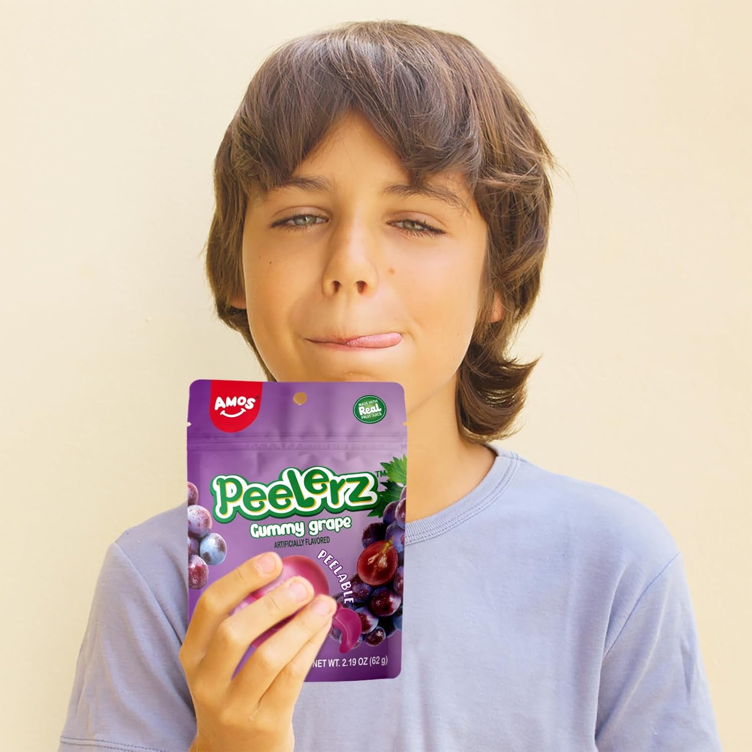 Amos Peelable Gummy Grape, Peelerz Gummy Grape Peeling Candy,Resealable 2.19oz Bag - OVERRATED