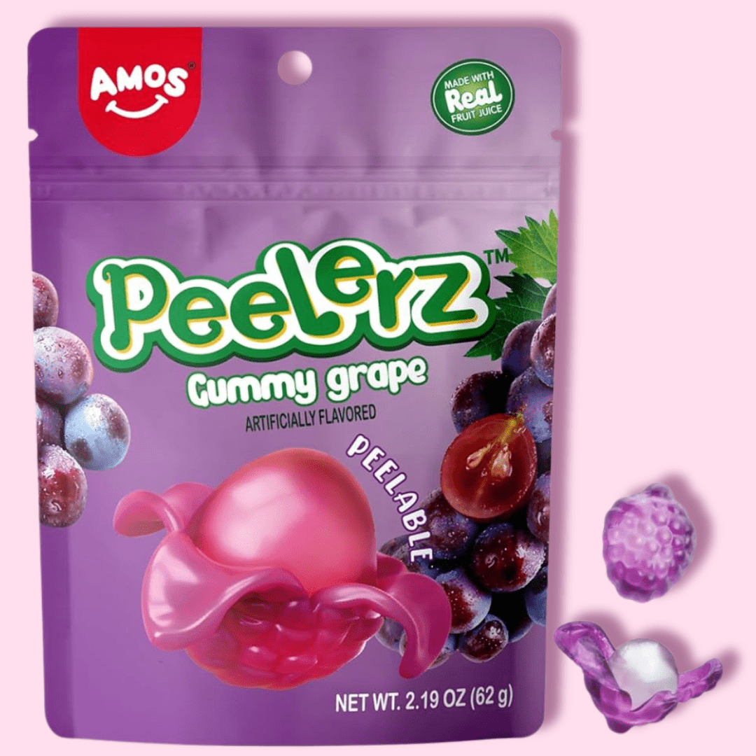 Amos Peelable Gummy Grape, Peelerz Gummy Grape Peeling Candy,Resealable 2.19oz Bag - OVERRATED