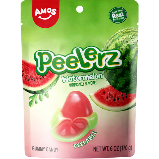 Korean peelable gummy candy Amos Peelerz watermelon flavor bag - Overrated Korean Beauty & More