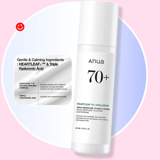 Korean daily moisturizer Anua Heartleaf 70 lotion bottle front - Overrated Korean Beauty & More