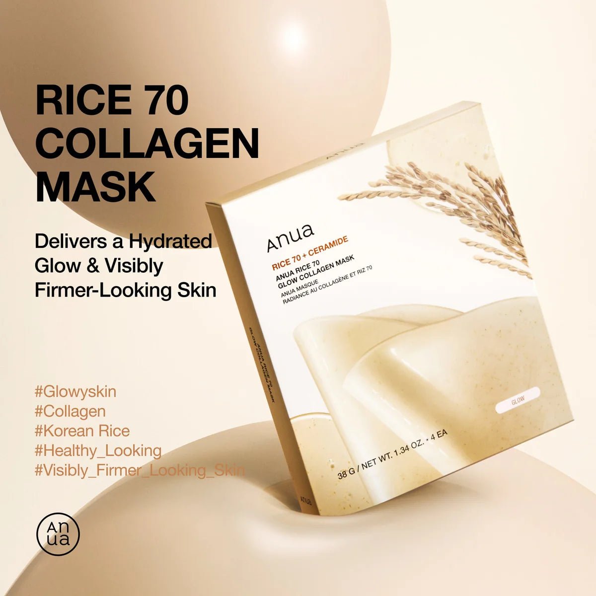 Anua Rice 70 Glow Collagen Mask 4 Pack - OVERRATED