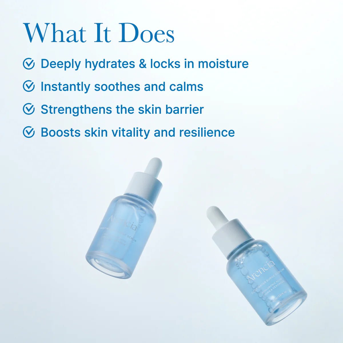 Korean hydrating serum Arencia Deep Water Surge texture on fingertip - Overrated Korean Beauty & More