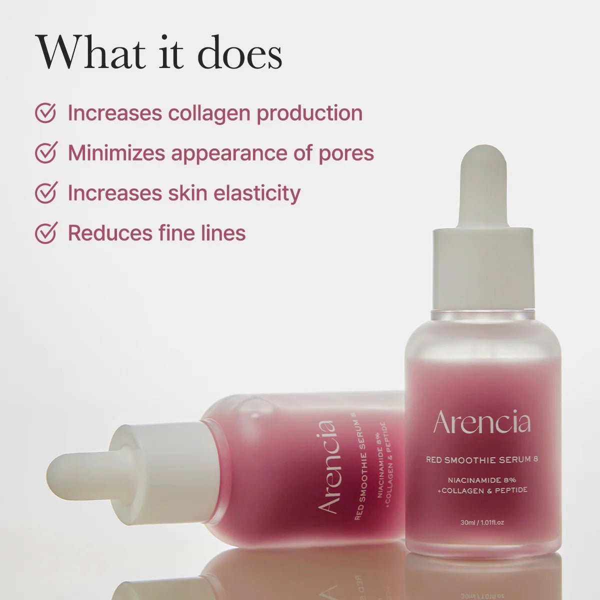 Korean collagen serum Arencia Red smoothie texture swatch on skin - Overrated Korean Beauty & More
