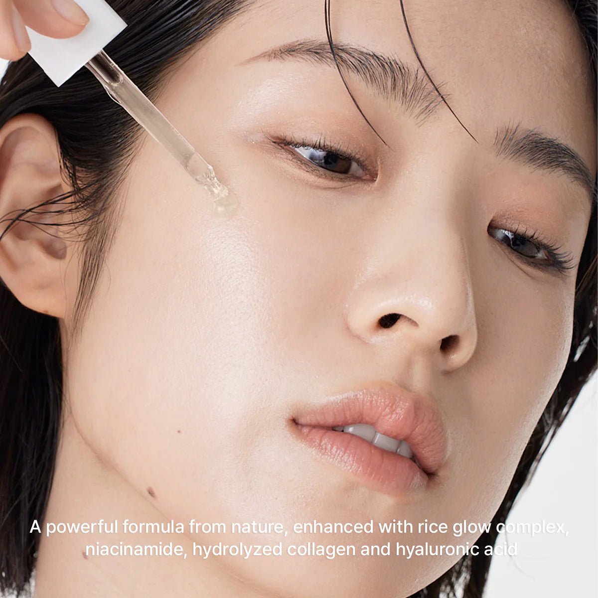 Rice mucin serum results glowing radiant skin woman Korean beauty routine - Overrated Korean Beauty & More