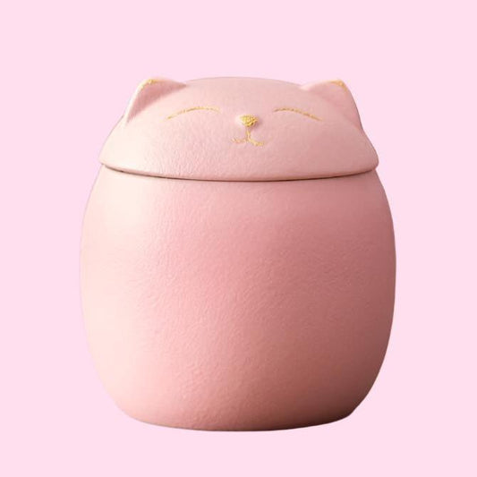 Authentic Japanese Pink Cat Storage Jar - OVERRATED