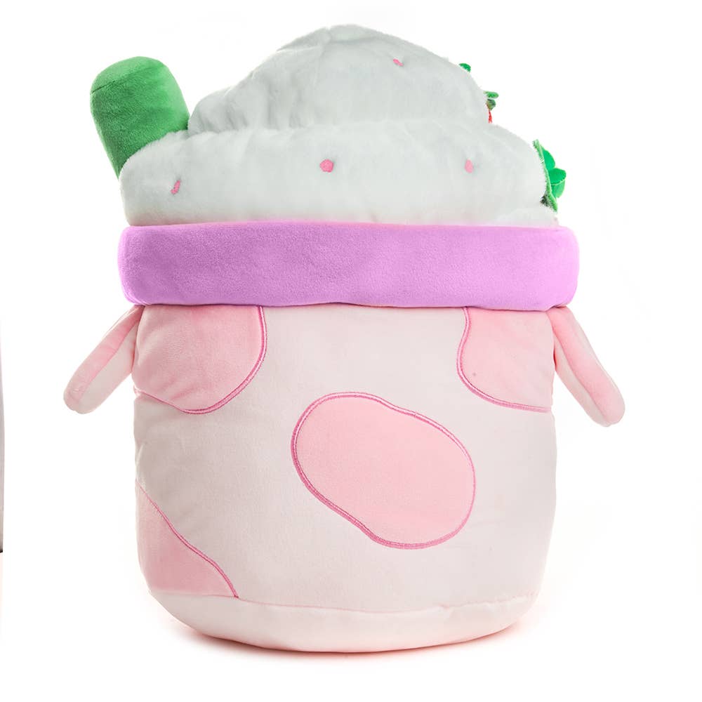 Kawaii Strawberry Mooshake Pink Cow Plushie