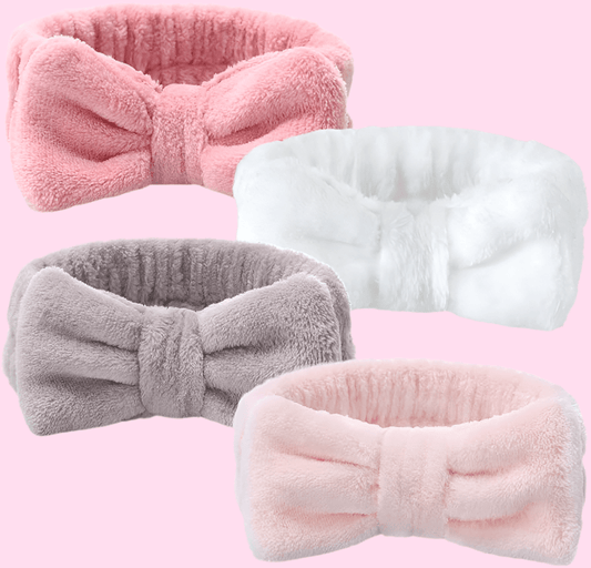 Big Bowtie Fuzzy Spa Headband Scrunchie - OVERRATED
