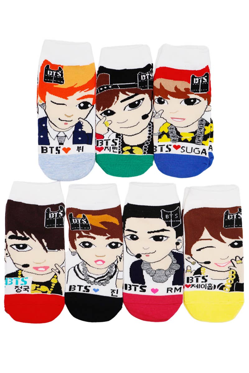 BTS K - Pop Star Cartoon Print Low - Cut Ankle Socks - OVERRATED