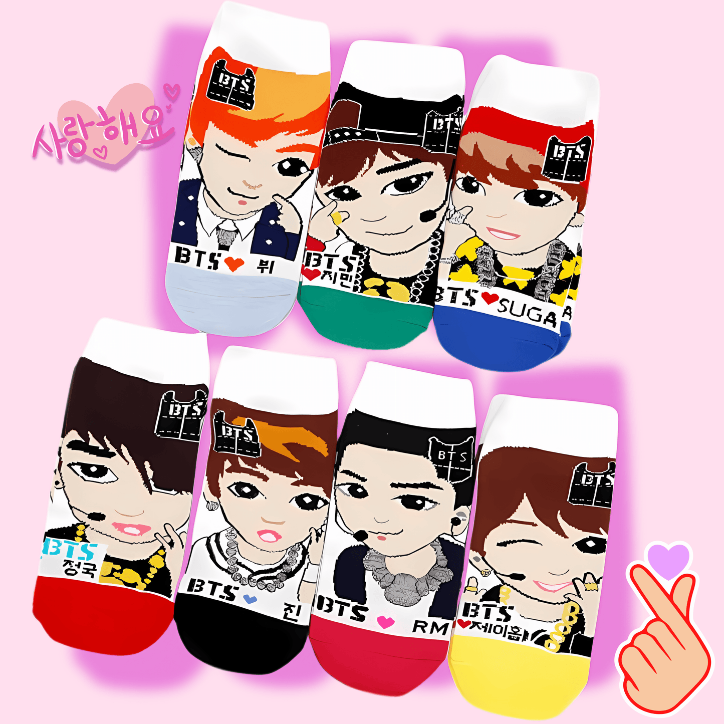 BTS K - Pop Star Cartoon Print Low - Cut Ankle Socks - OVERRATED