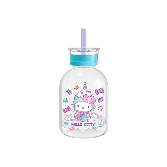 Dreamland Unicorn Candy Cloud 15oz Glass Milk Bottle w/Straw