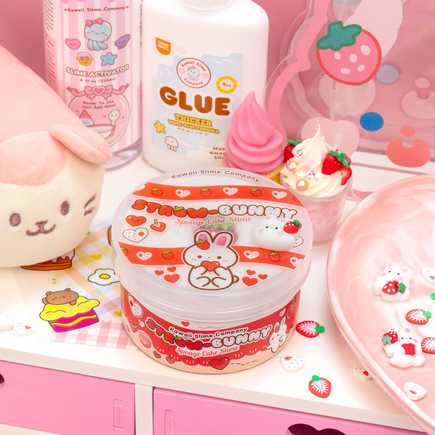 Kawaii Slime Co. Straw-Bunny Sponge Cake Cloud Slime