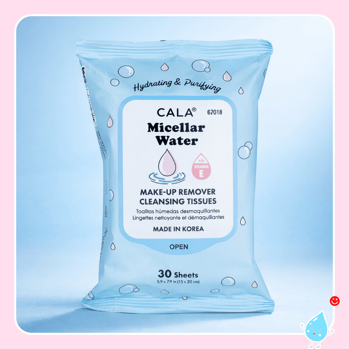 Micellar water makeup remover wipes CALA 30 sheets cleansing tissue - Overrated Korean Beauty & More