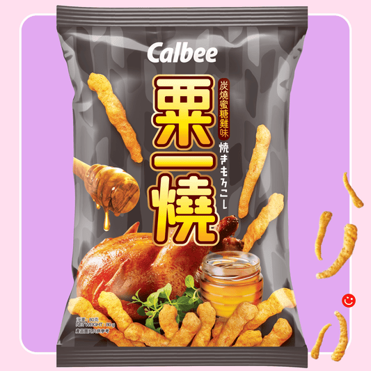 Calbee Grill-A-Corn chips honey chicken flavor 80g package front view - Overrated Korean Beauty & More