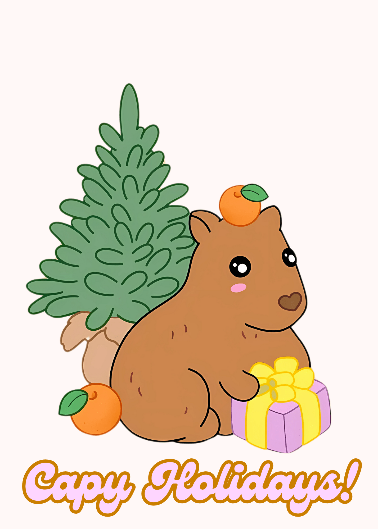 kawaii greeting card capybara holiday capy design - Overrated Korean Beauty & More
