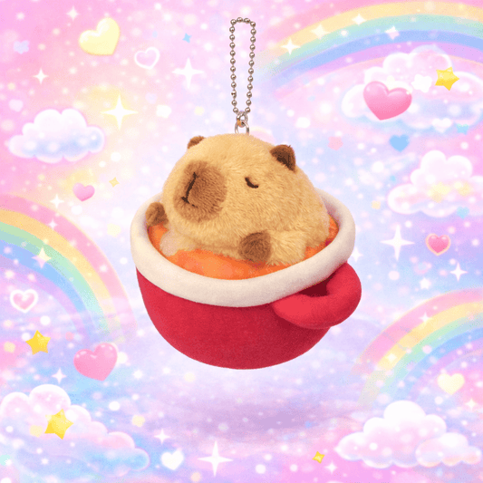 Capybara Cozy Soup Squeaky Plush Keychain - OVERRATED