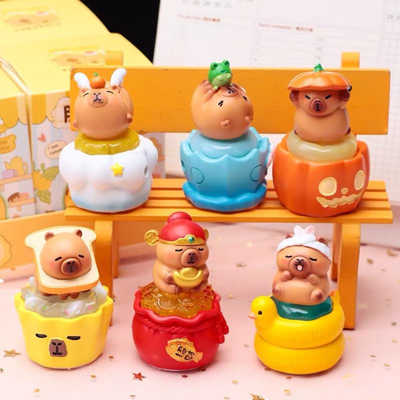Capybara Daily Life Rotating Glow Music Box Blind Box – Kawaii Animal Collectible (6 Designs + Secret) - OVERRATED