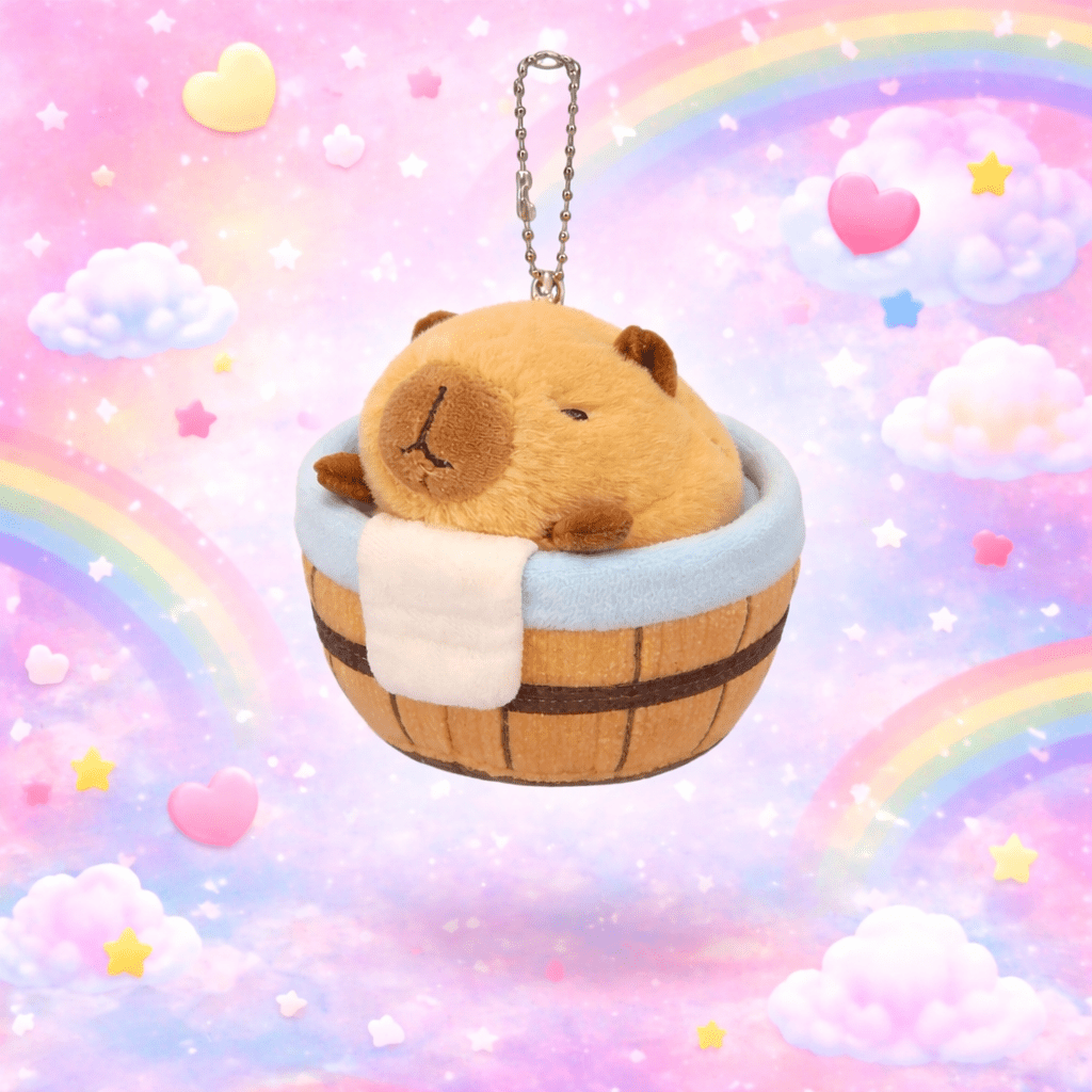 Capybara Onsen Spa Squeaky Plush Keychain - OVERRATED