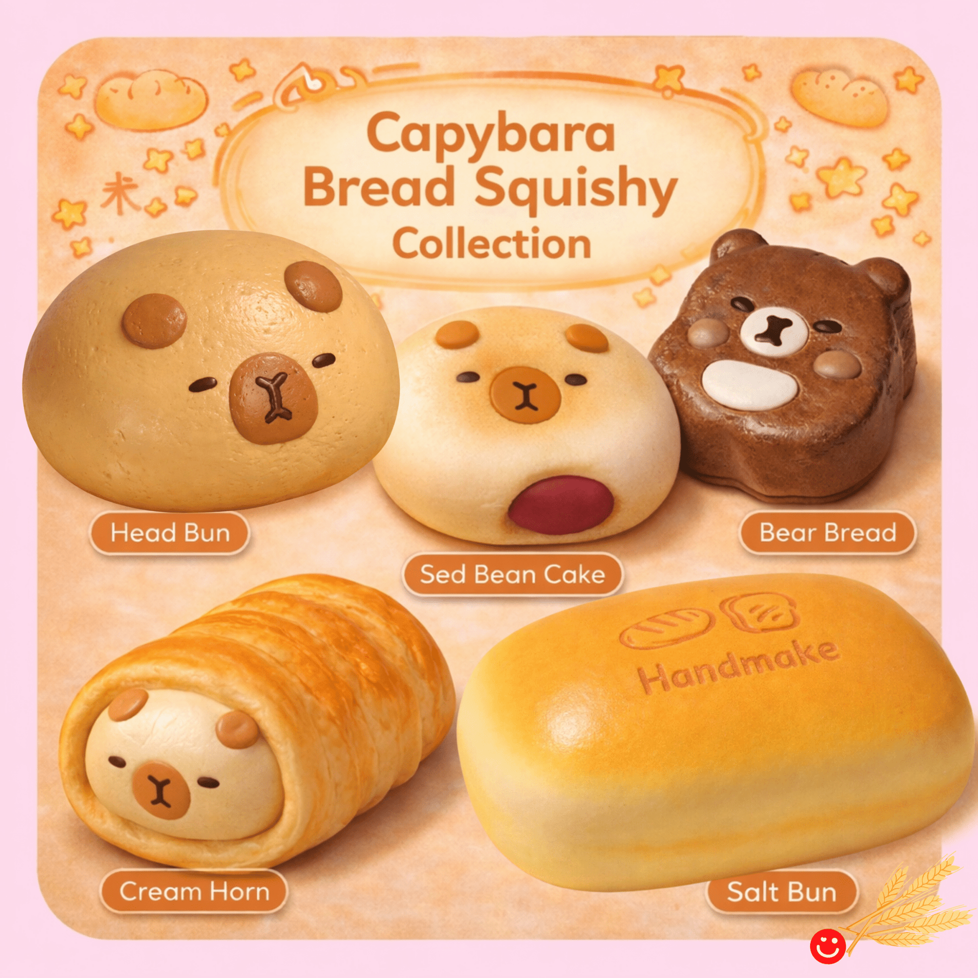capybara squishy toy kawaii bakery bread design