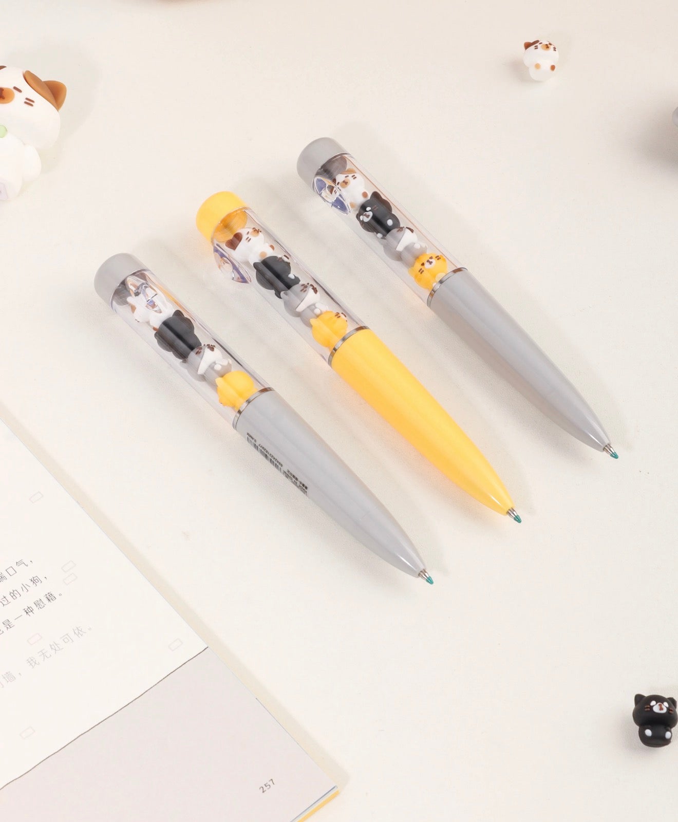 Kawaii gel pen Cats Diary Jenga multiple color variants grouped - Overrated Korean Beauty & More