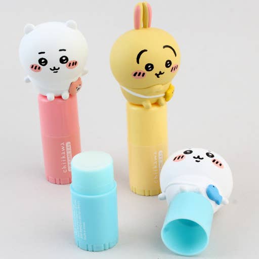 Chiikawa lip balm kawaii character shaped balm close up view - Overrated Korean Beauty & More