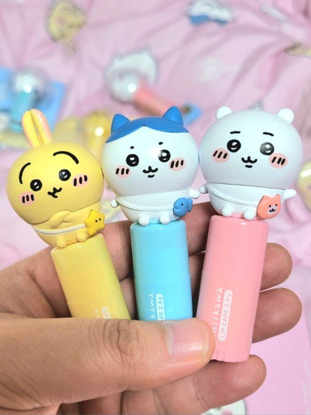 Chiikawa lip balm cute pastel color balm figures side by side - Overrated Korean Beauty & More
