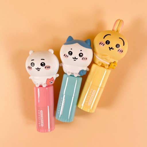 Chiikawa lip balm set product lifestyle photo kawaii styling - Overrated Korean Beauty & More
