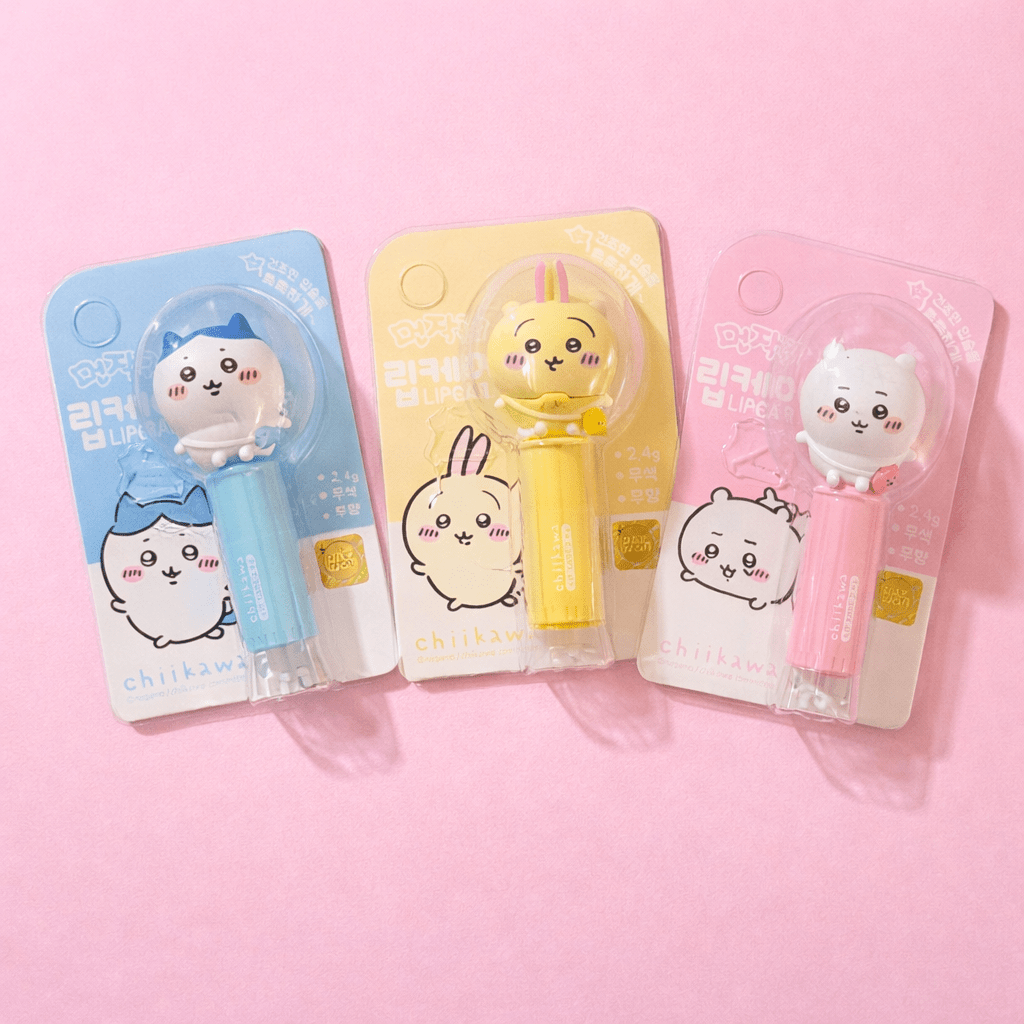 Kawaii lip balm Chiikawa pink rabbit character collectible beauty item - Overrated Korean Beauty & More