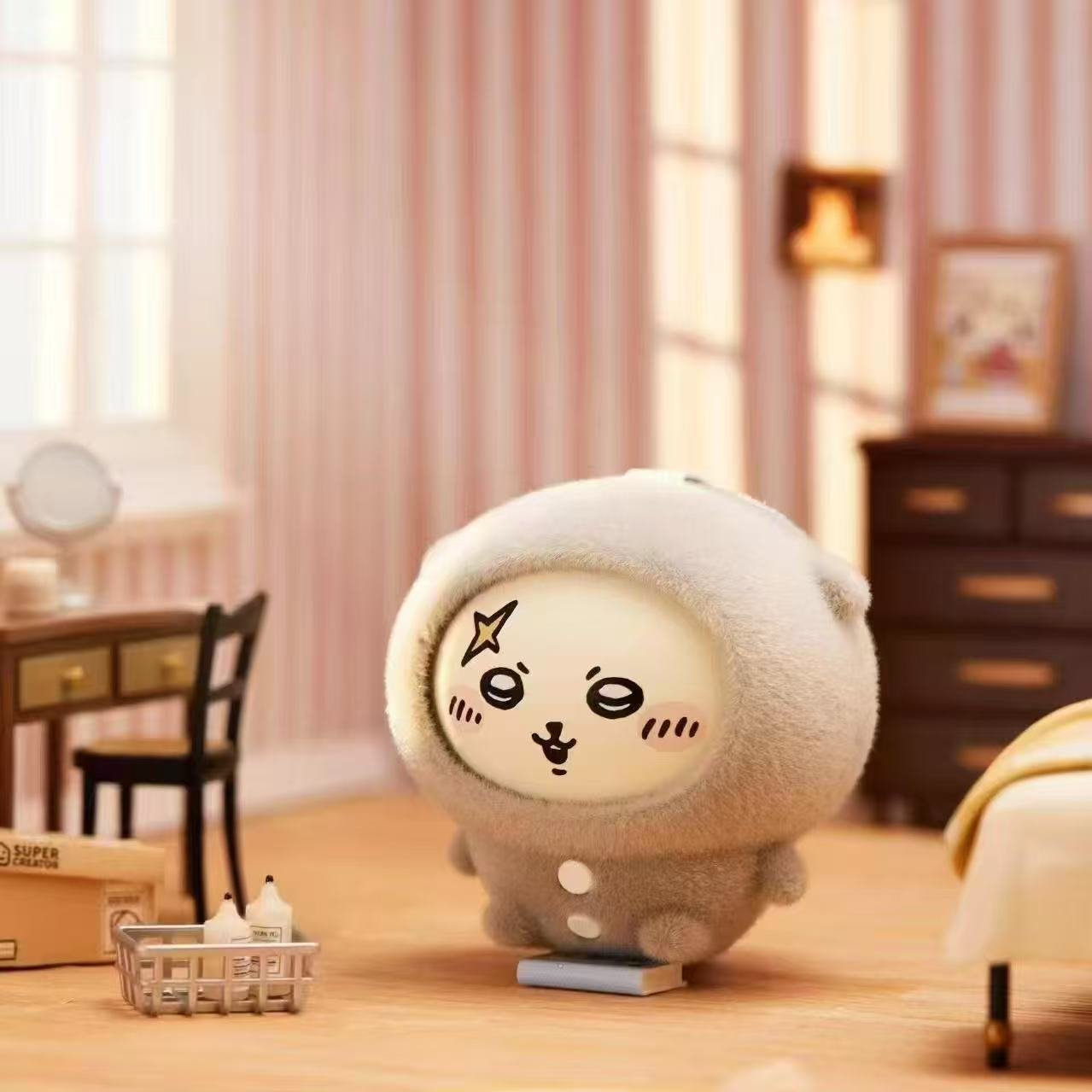 Chiikawa keychain brown rabbit character indoor scene cute plush bag charm - Overrated Korean Beauty & More