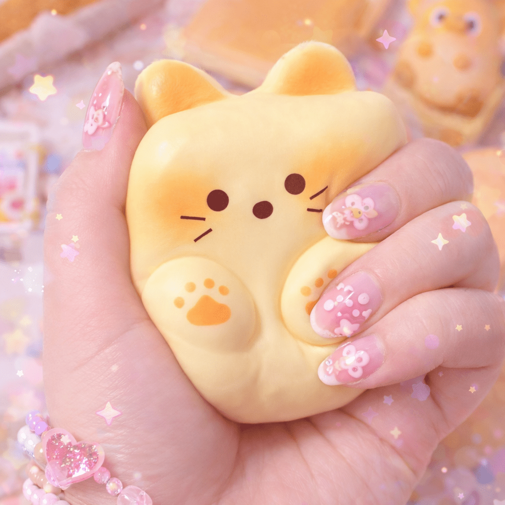 Cute kawaii sensory toy with soft squishy paw cube design - Overrated Korean Beauty & More