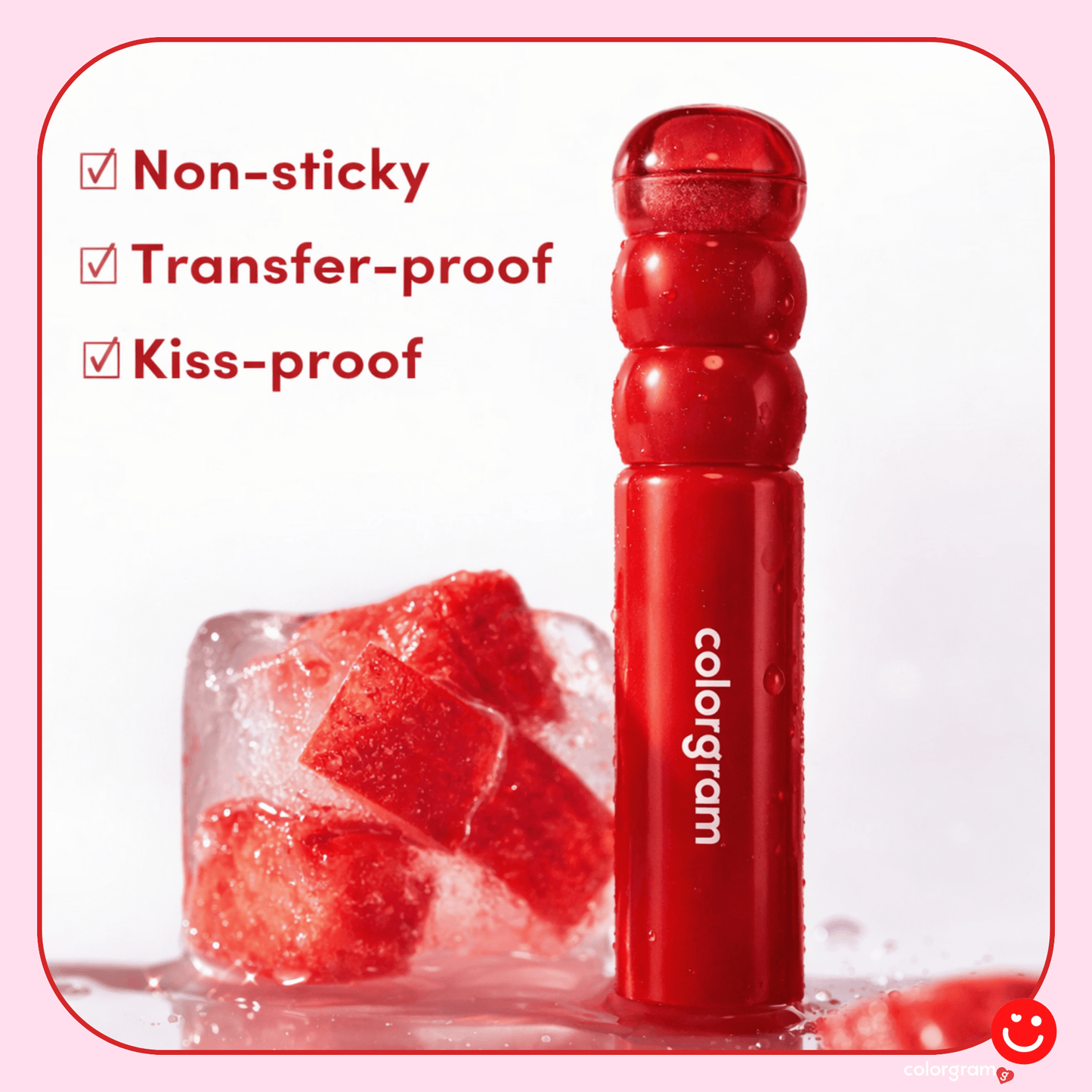 Cologram glass tint Dainty Cherry shade gradient lip look model - Overrated Korean Beauty & More
